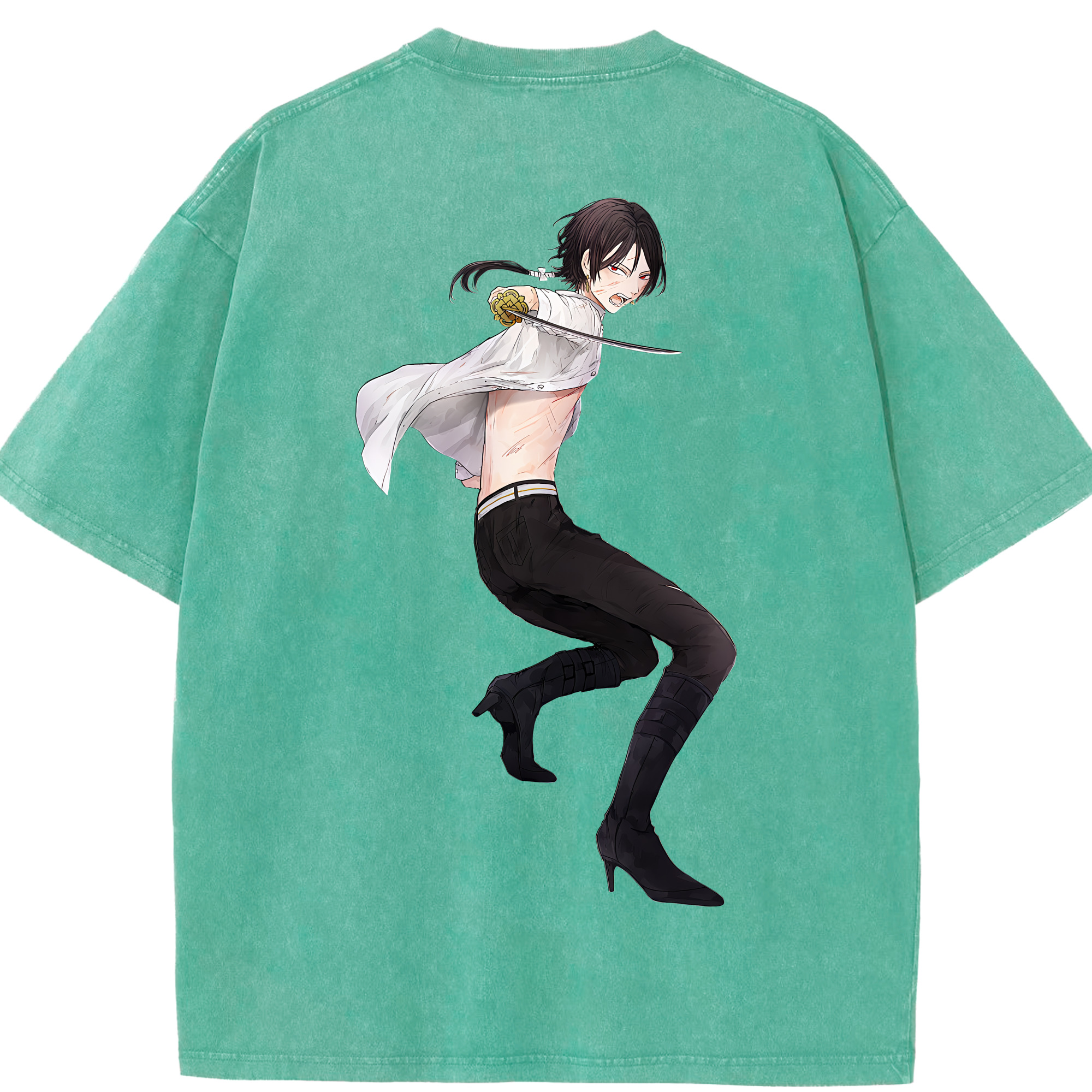 （画像用） 刀剣乱舞 Touken Ranbu 綿100% ヴィンテージ風 半袖Tシャツ（背面プリント）
